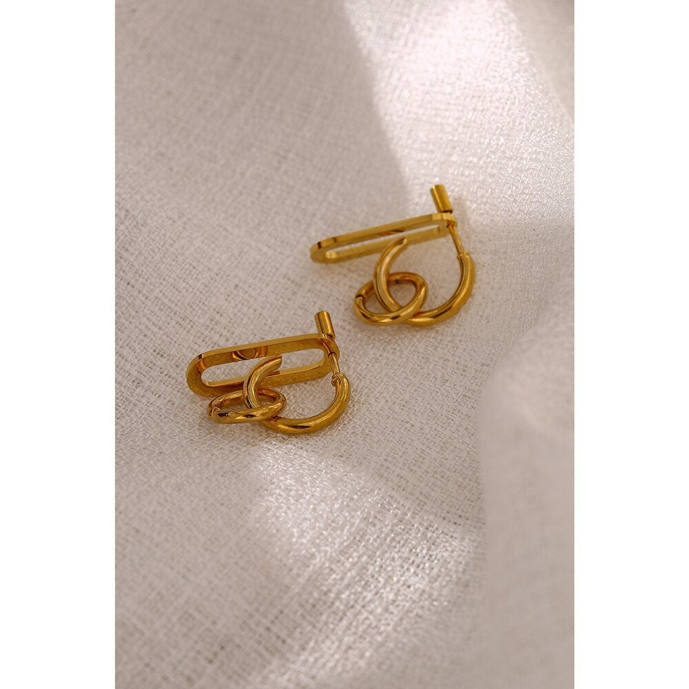 Irregular Buckle Leather Earring