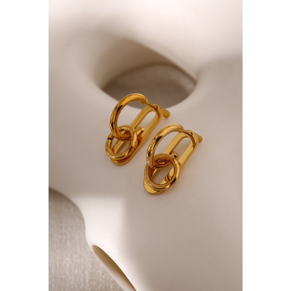 Irregular Buckle Leather Earring