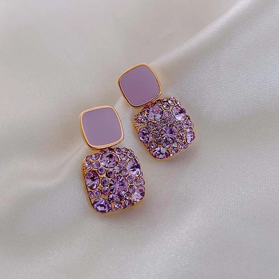 Purple Crystal Gemstone Earring