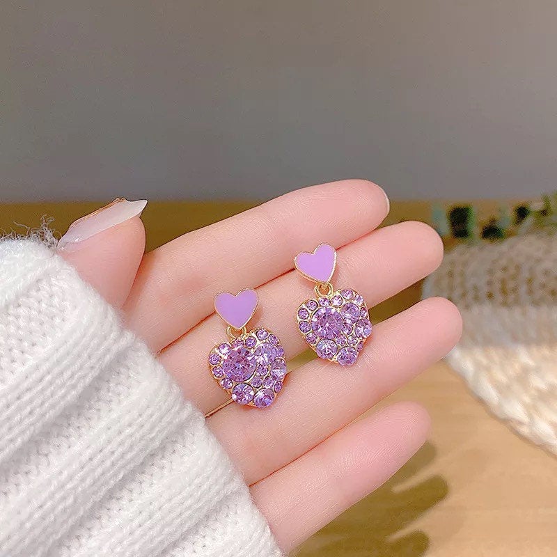 Purple Crystal Gemstone Earring