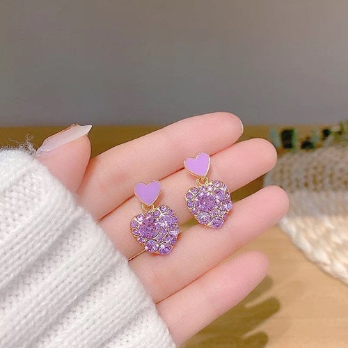 Purple Crystal Gemstone Earring