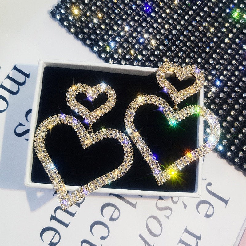 Crystal Heart Dangle Gemstone Earring
