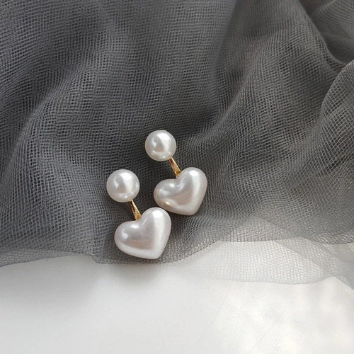 Pearly Heart Ear Jacket Earring