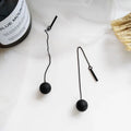 Long Tassel Black Ball Dangle Earring