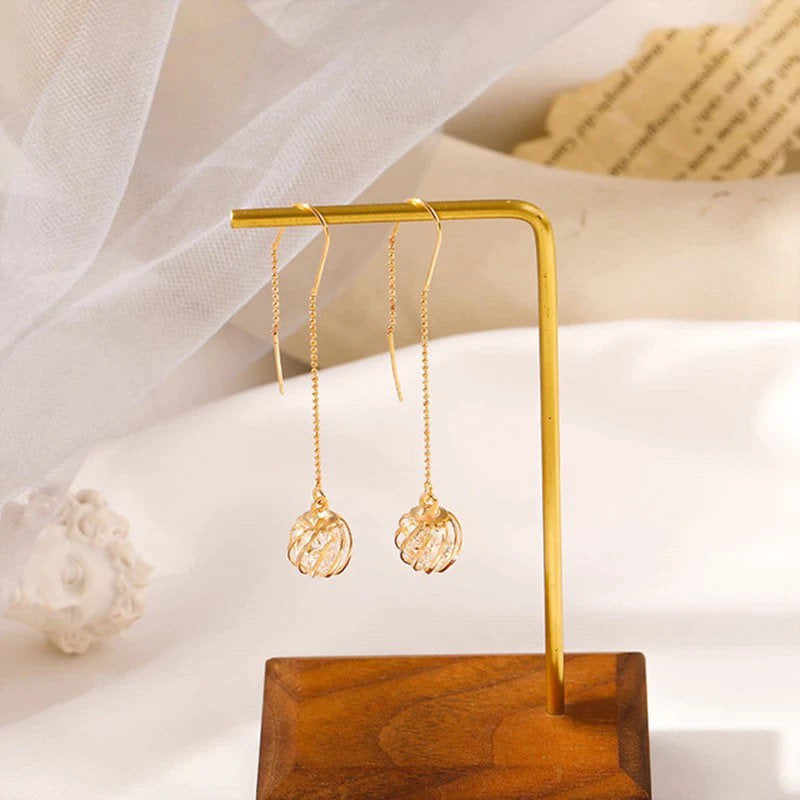 Caged Crystal Threaded Dangle Earring