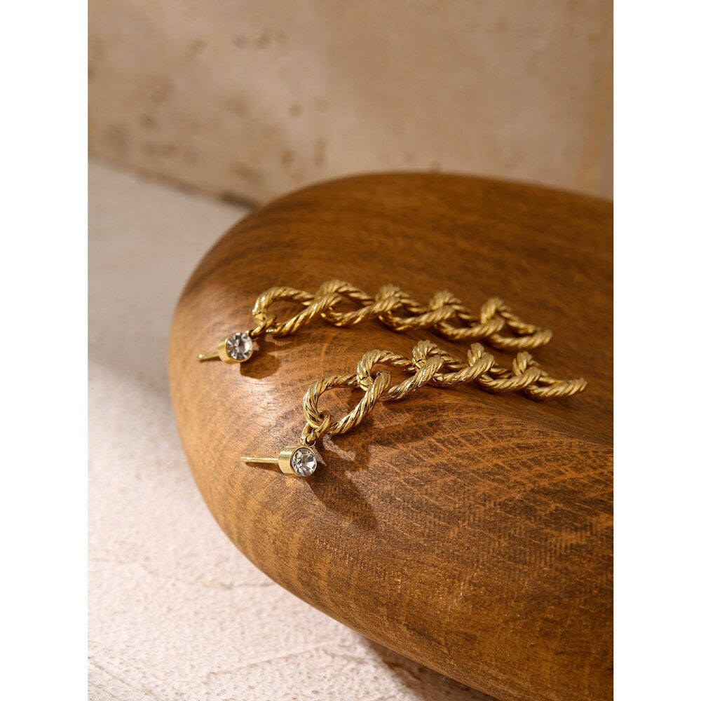 Twisted Cable Chain Silver Earring