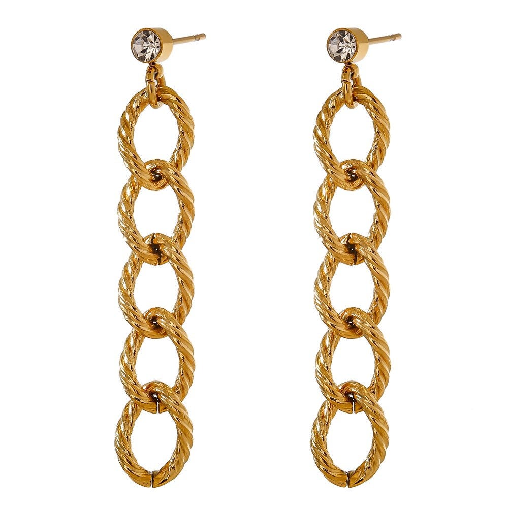 Twisted Cable Chain Silver Earring