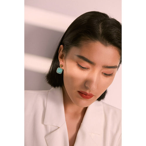 Green Aventurine Geometric Dangle Earring