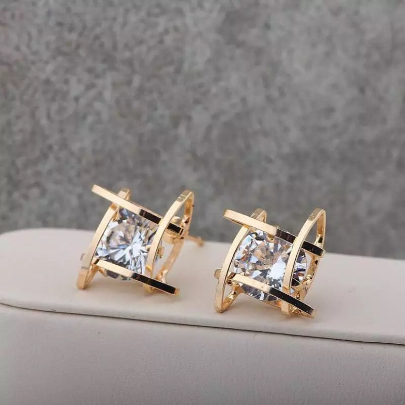Wrapped Crystal Stud Gemstone Earring