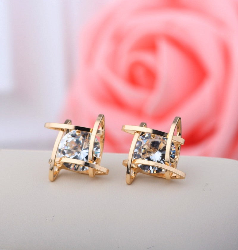 Wrapped Crystal Stud Gemstone Earring