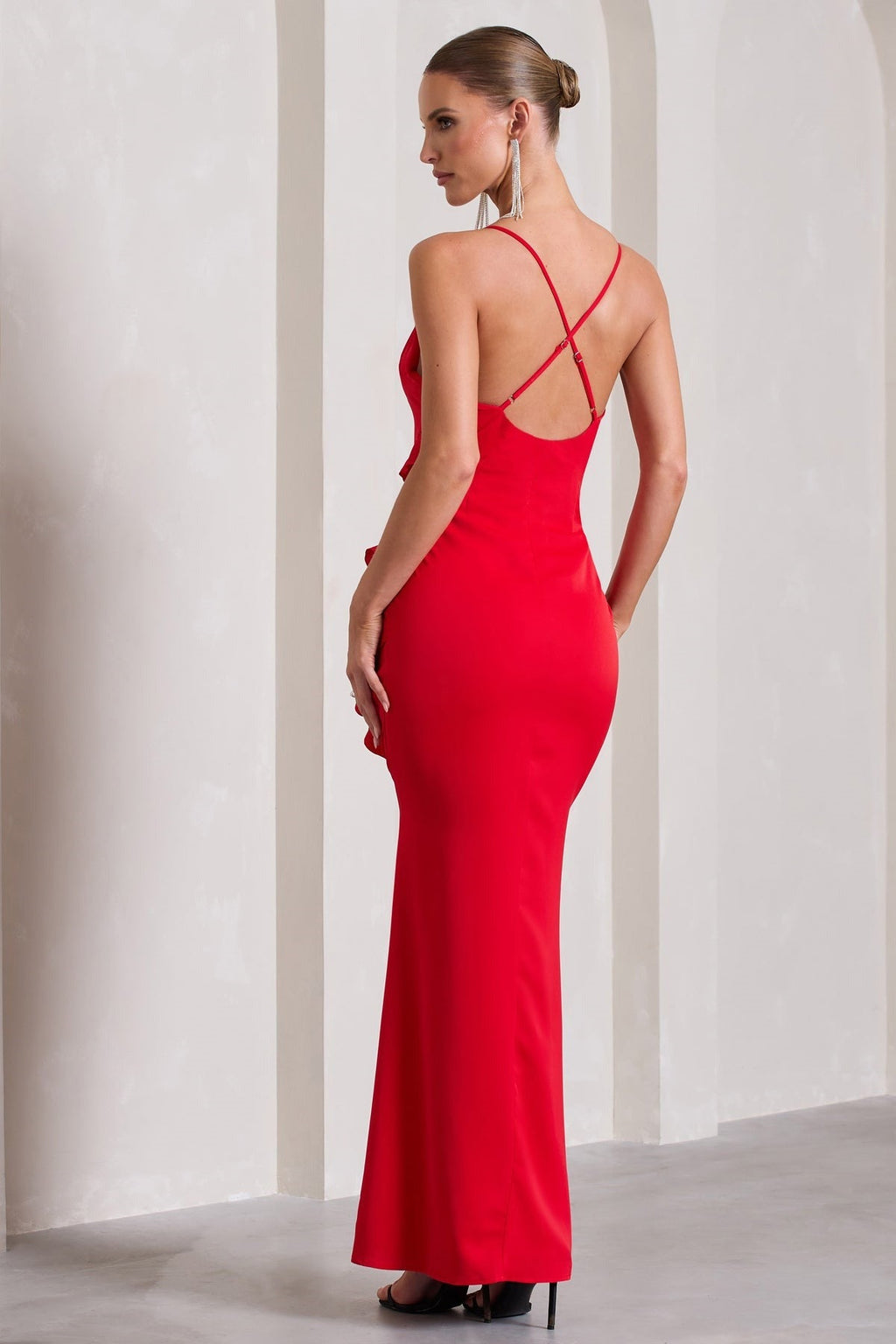 Ruffled Deep V Elegant Maxi Dress
