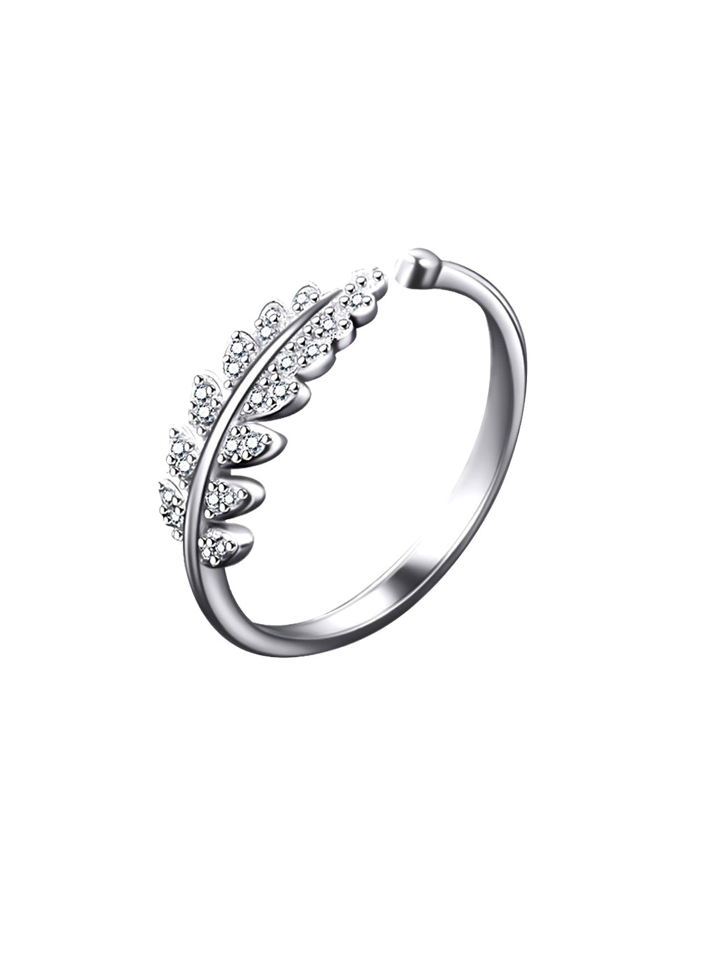 Leafy Rhodium Plated Adjustable Ring