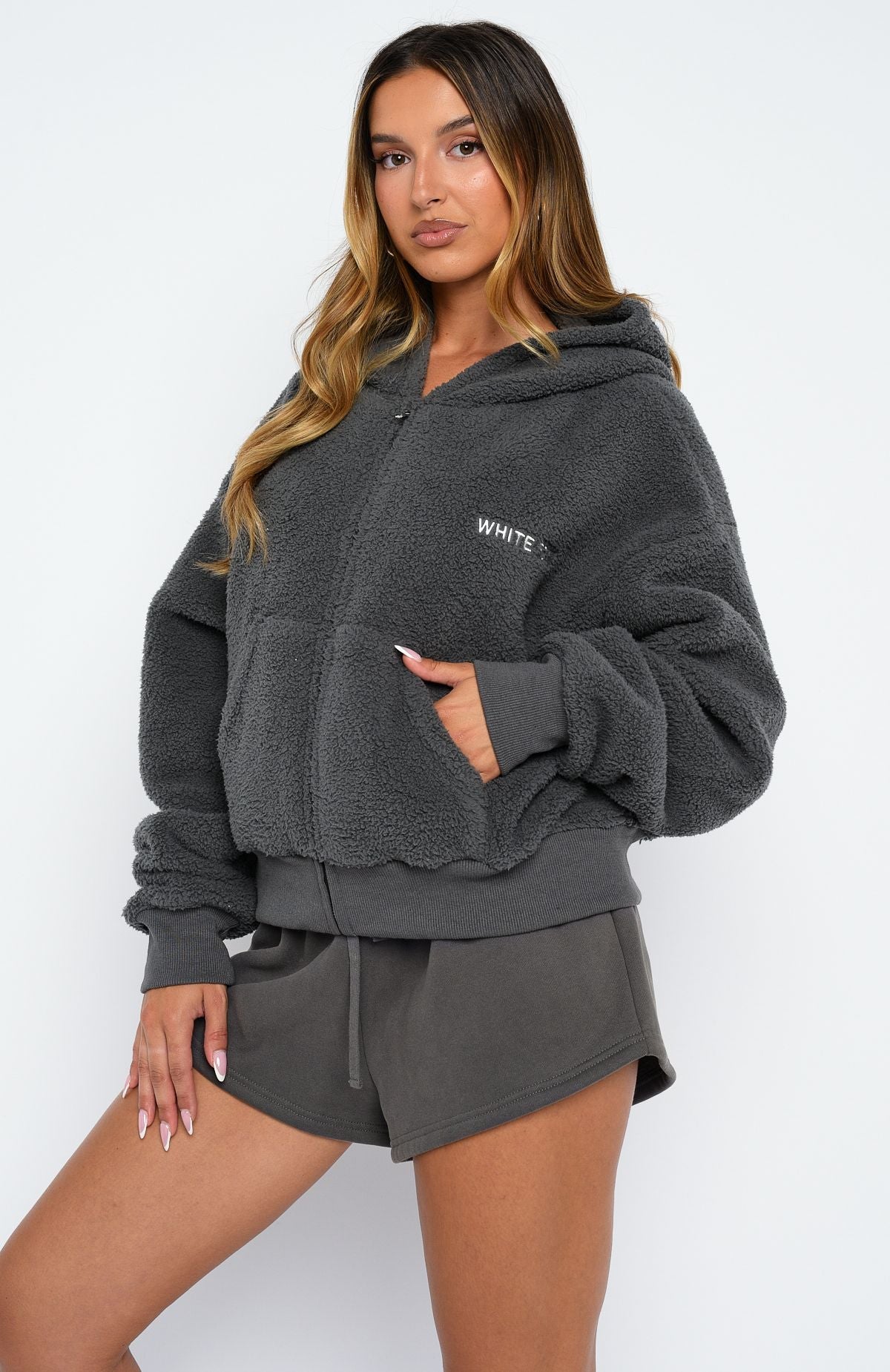Always First Teddy Borg Boxy Charcoal Hoodie