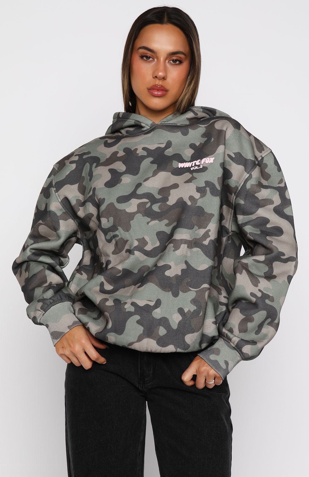 Offstage Printed Oversized Washed Camo Hoodie