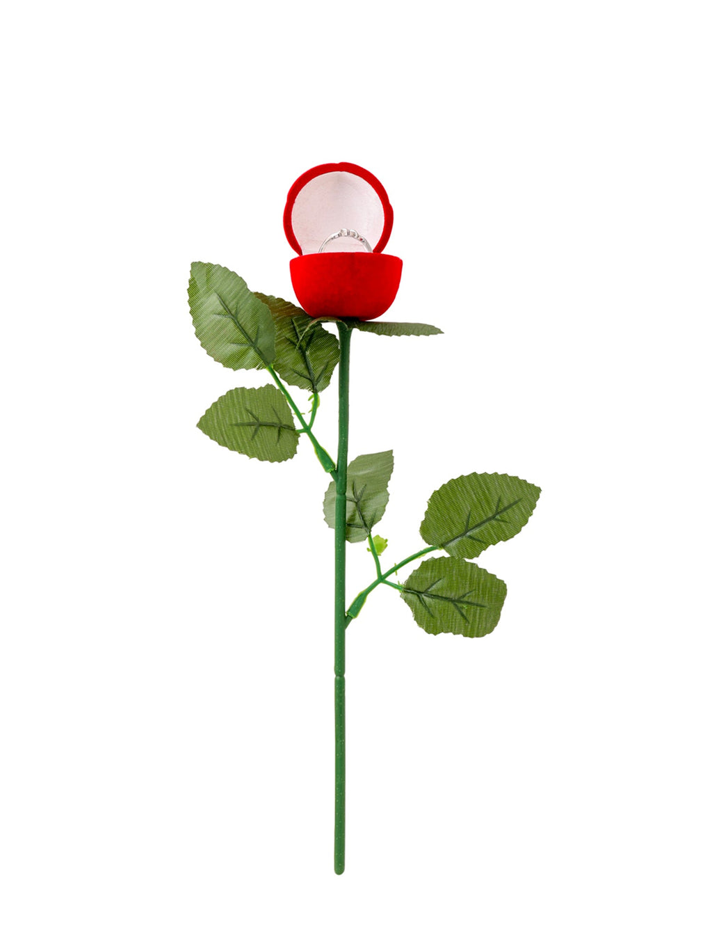 Red Rose Velvet Adjustable Silver Ring