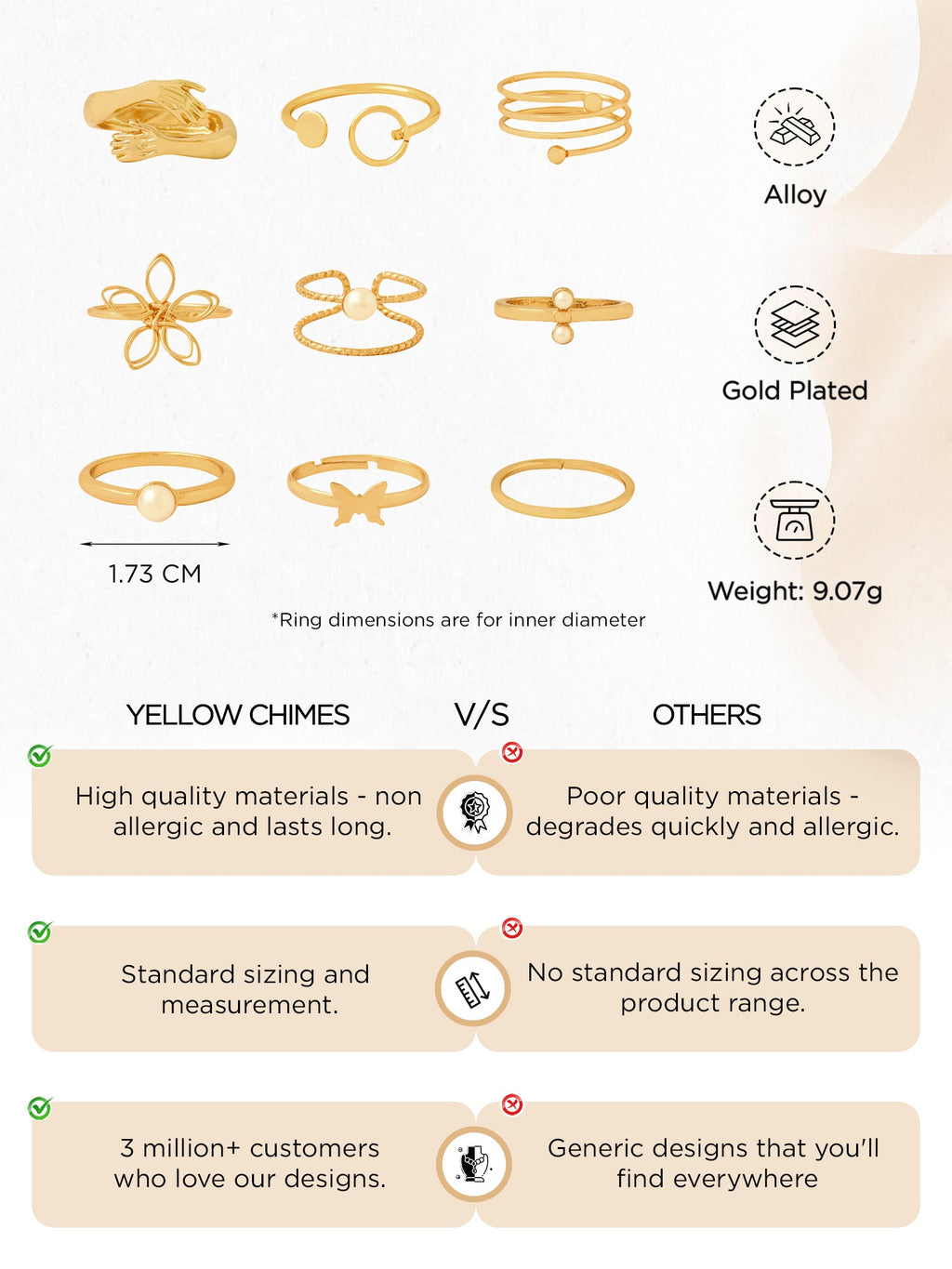 Golden Knuckle Stackable Finger Ring
