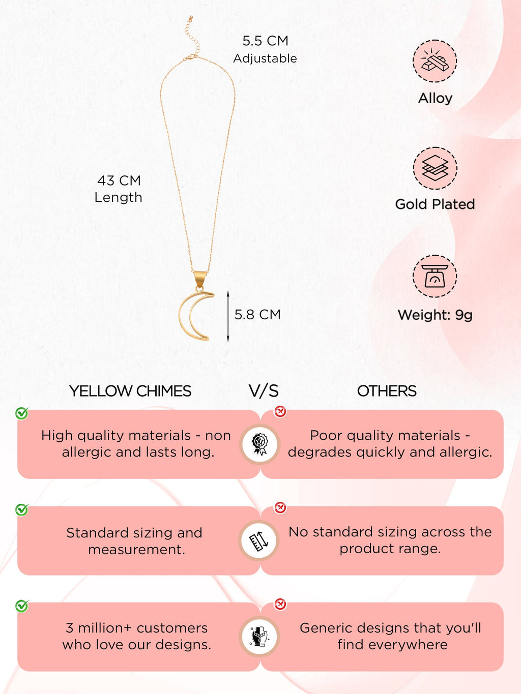 Moon Charm Gold Chain Necklace
