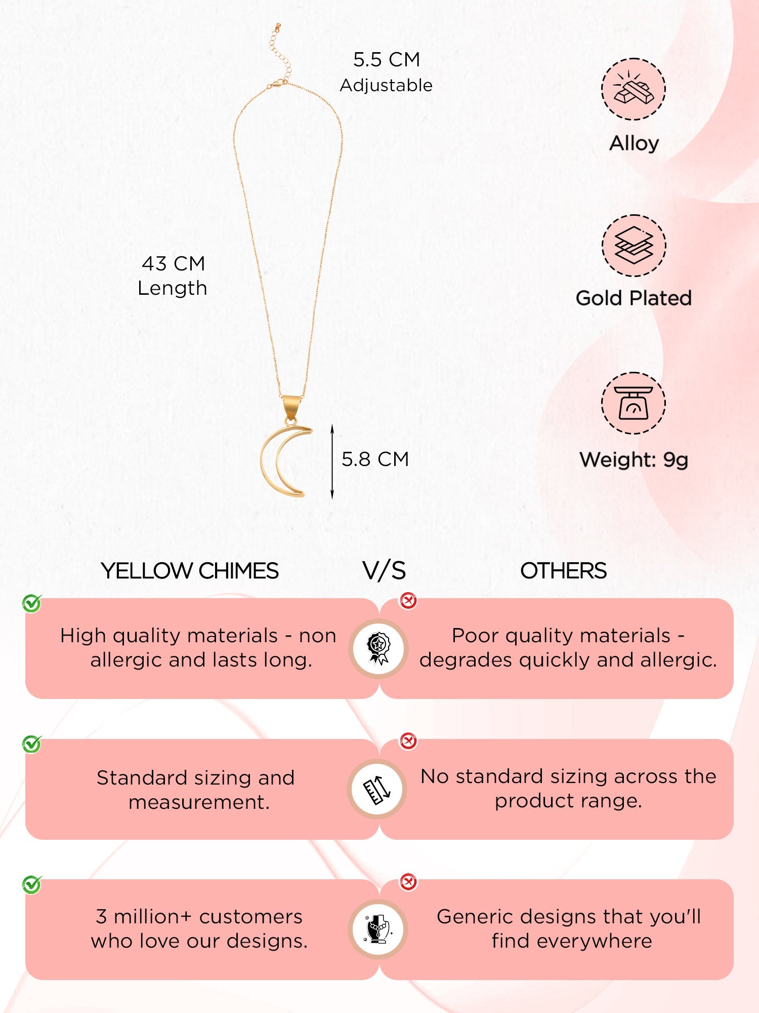 Moon Charm Gold Chain Necklace