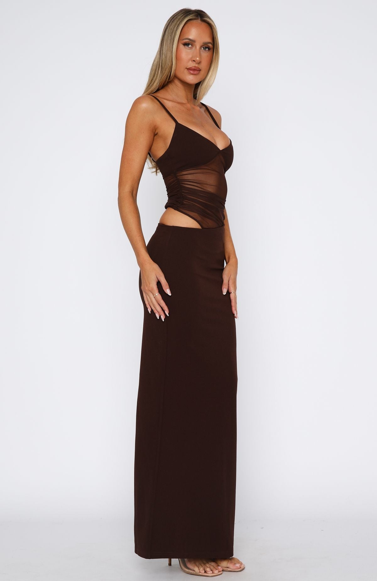 Chocolate Brown Chic Elegant Maxi Dress