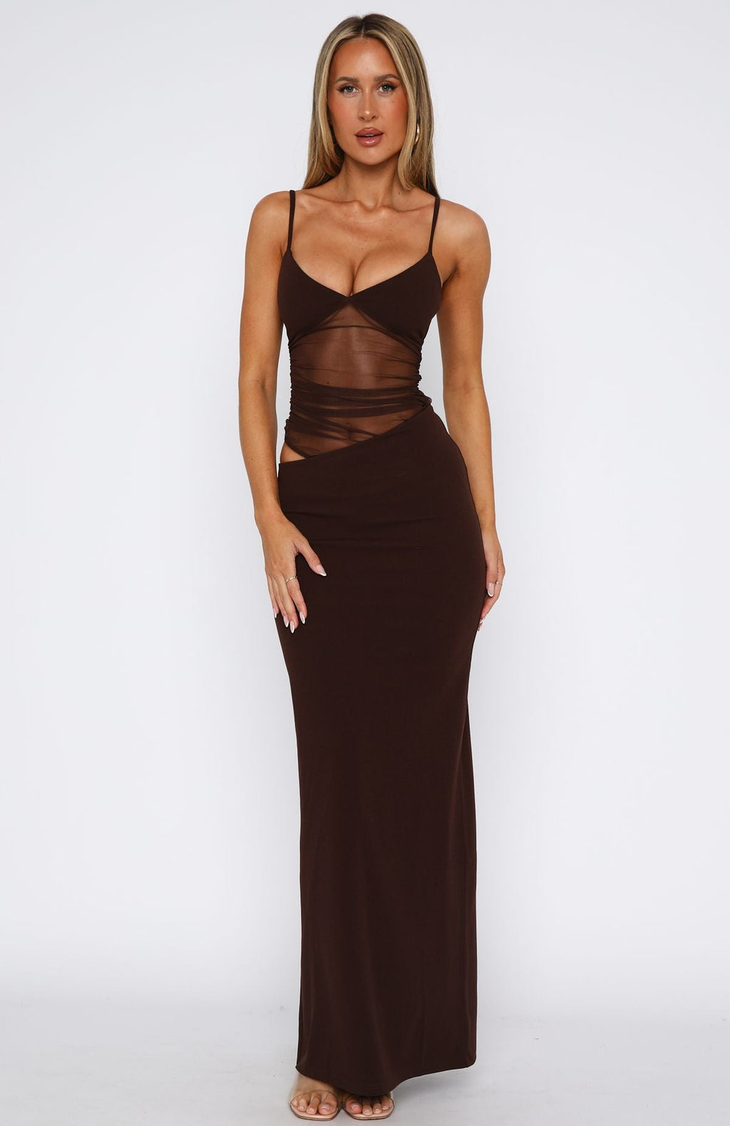 Chocolate Brown Chic Elegant Maxi Dress
