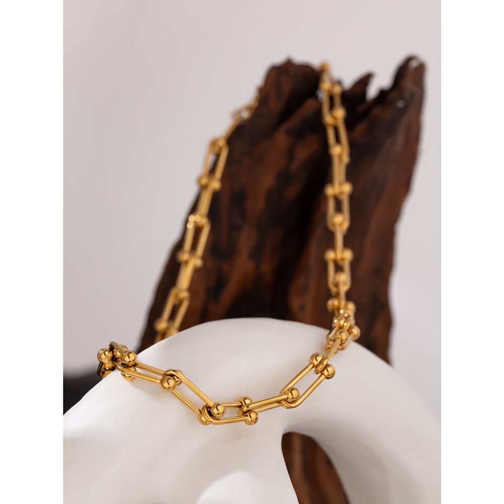 U Link Chain Silver Earring