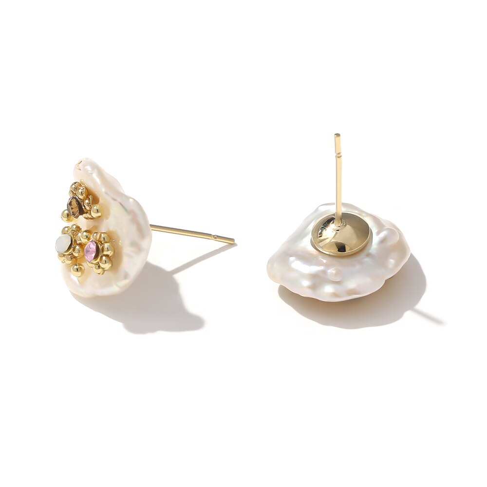 Vintage Mirror Pearl Stud Earring