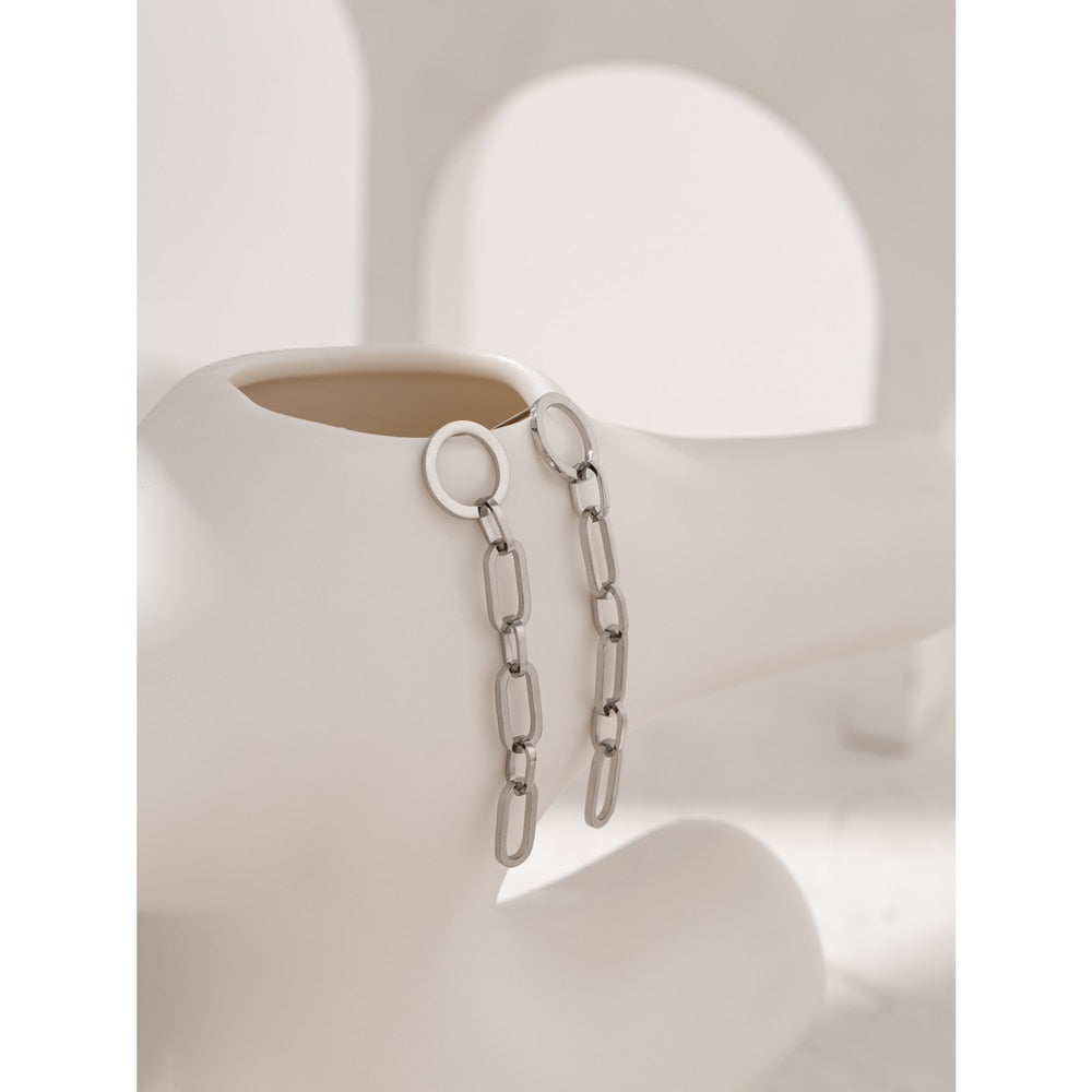 Geometric Chain Link Silver Earring