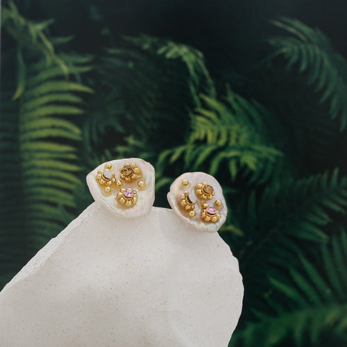 Vintage Mirror Pearl Stud Earring