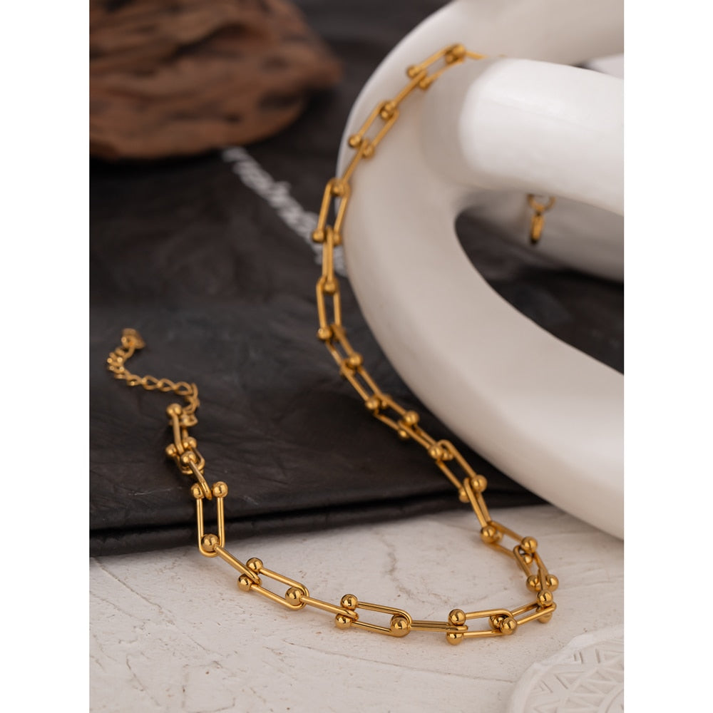 U Link Chain Silver Earring
