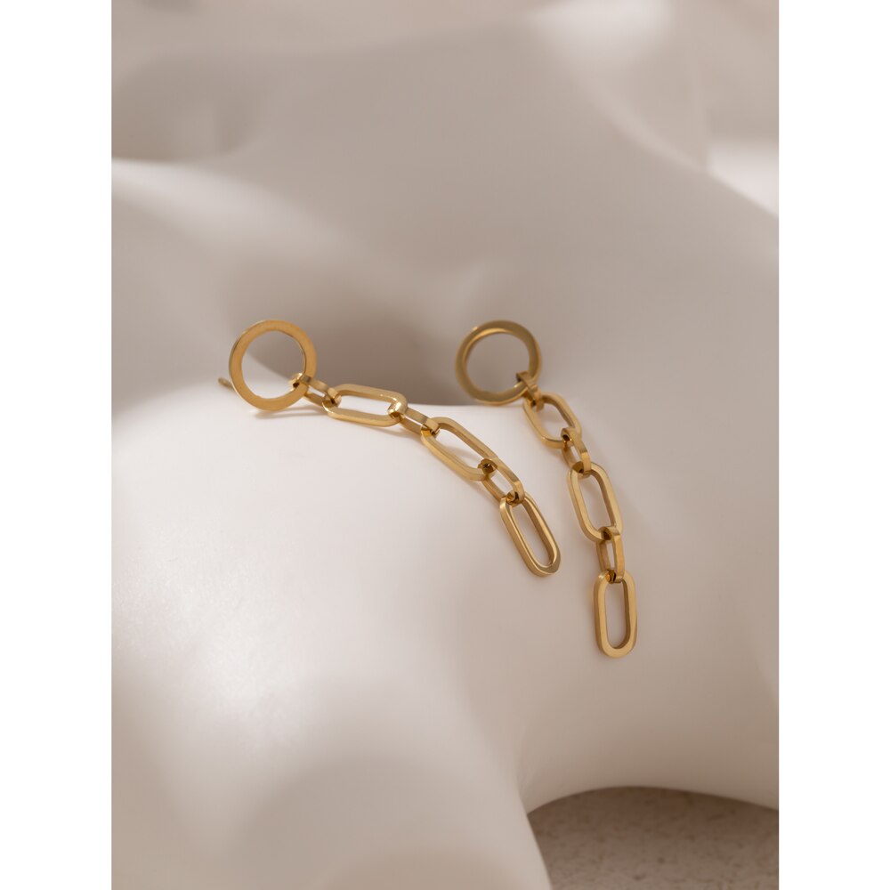Geometric Chain Link Silver Earring