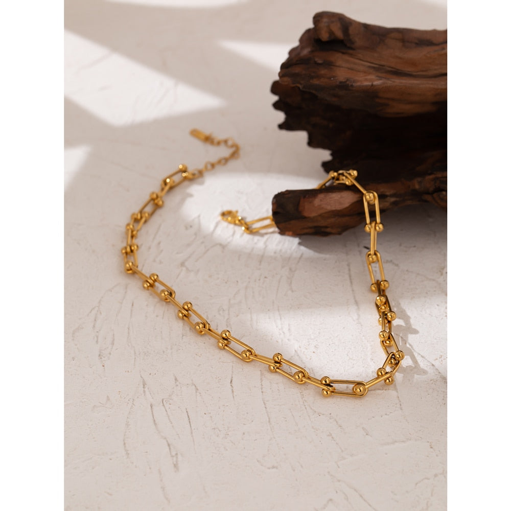 U Link Chain Silver Earring