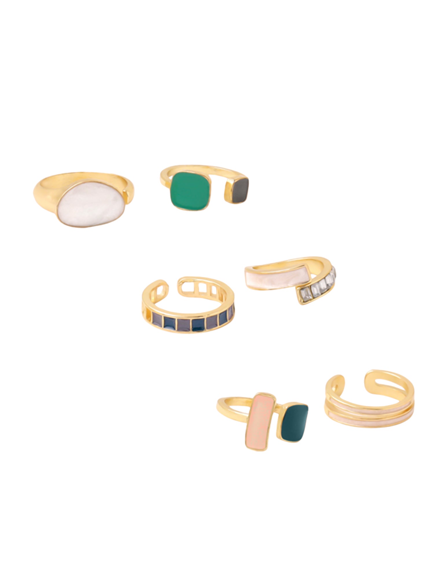 Multicolor Six Piece Stackable Adjustable Ring