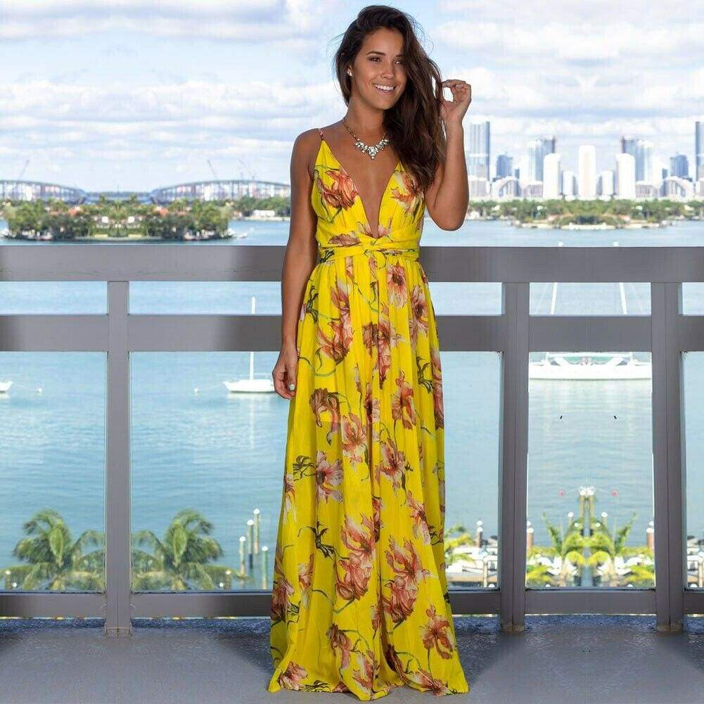 Floral Bodycon Chic Maxi Dress