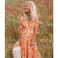 Sweet Boho Draped Bandage Floral Maxi Dress