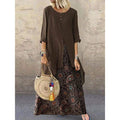 Boho Peasant Ethnic Loose Long Sleeve Maxi Dress