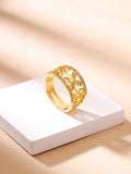 Gold Crystal Studded Flower Band Ring