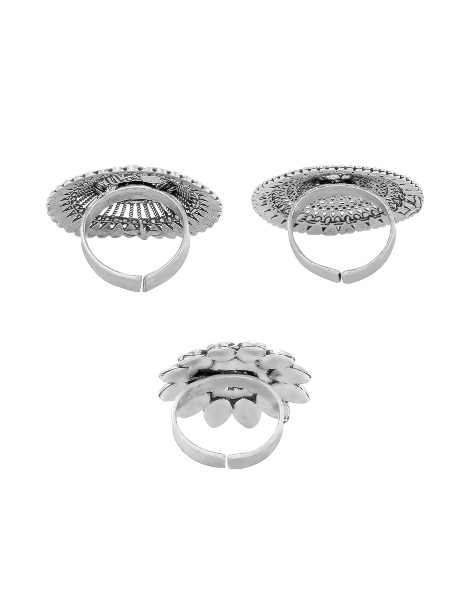 Oxidised Silver Artistic Cocktail Ring
