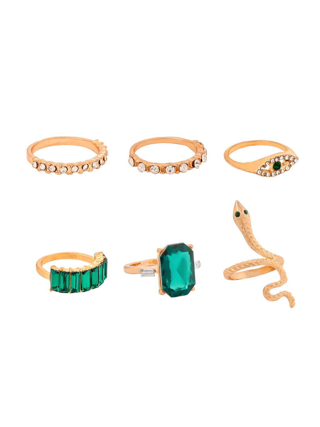 Dual Tone Crystal Multi Design Stack Ring