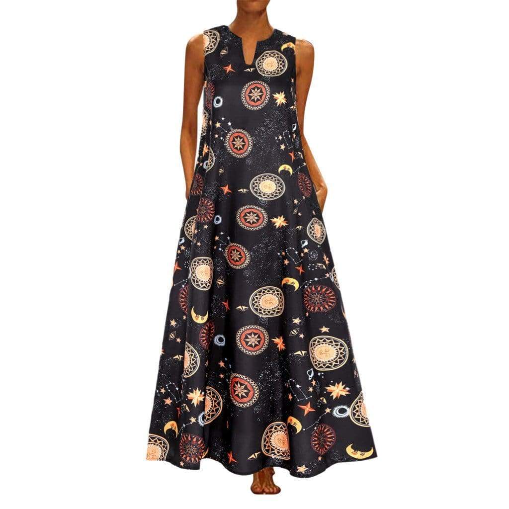 Printed Bohemian Ethnic Beach Maxi Dress