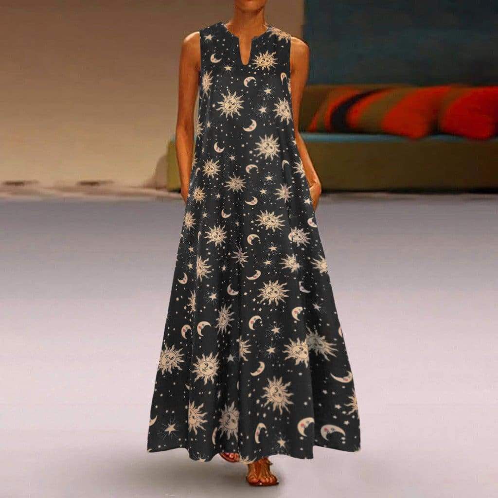 Printed Bohemian Ethnic Beach Maxi Dress