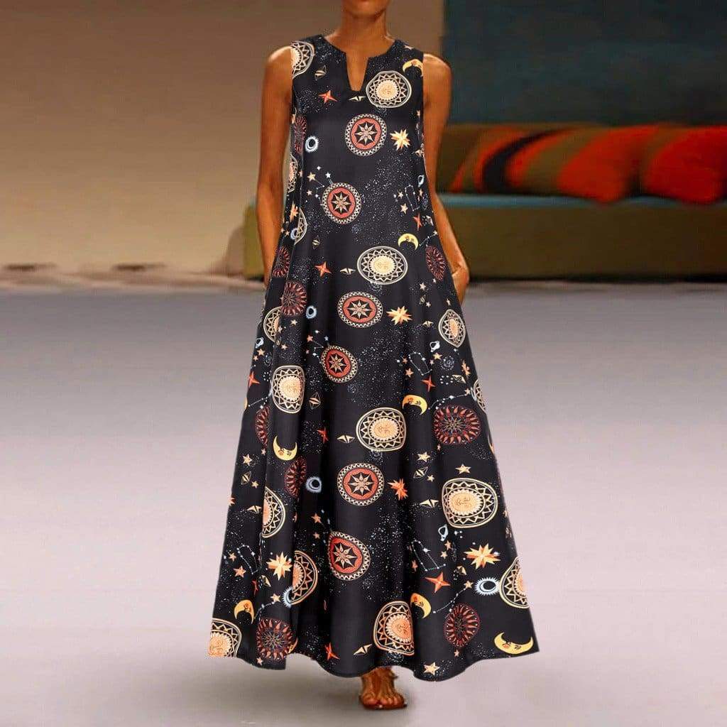 Printed Bohemian Ethnic Beach Maxi Dress