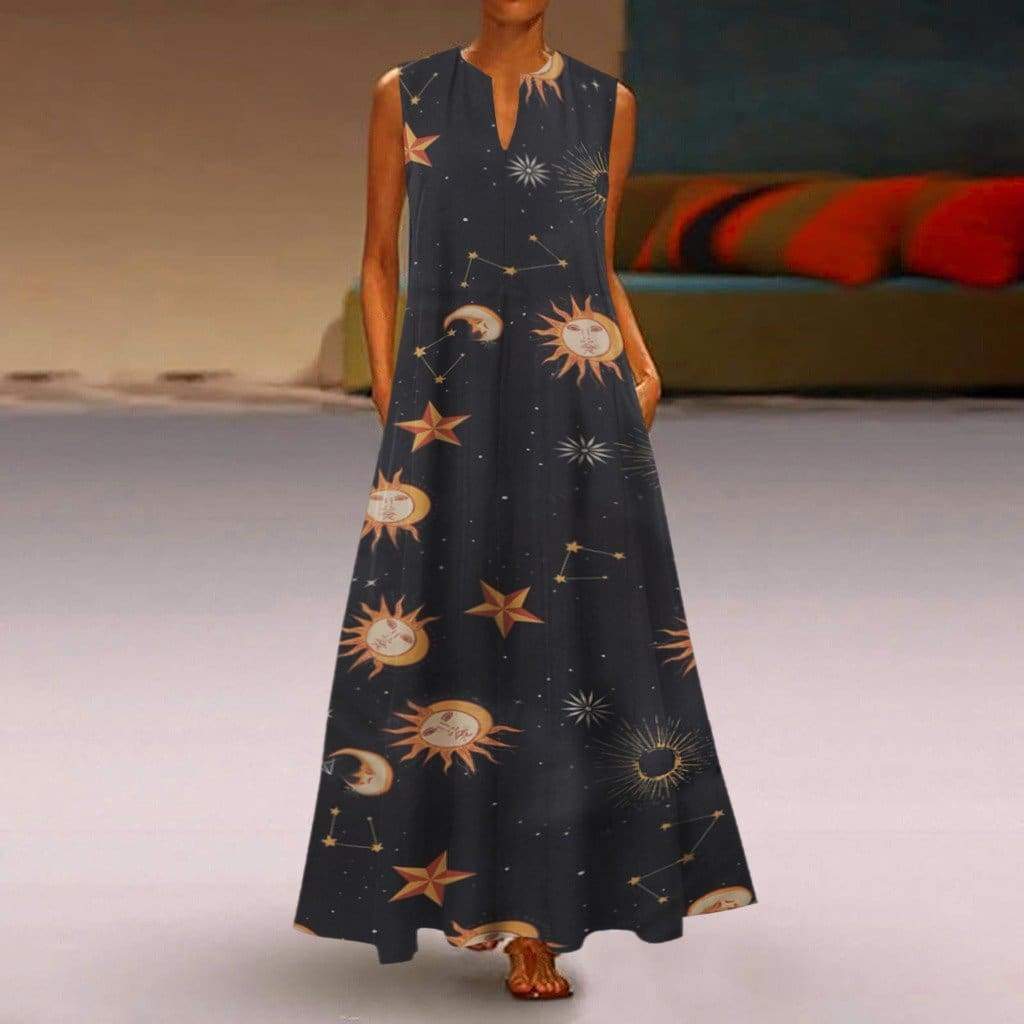 Printed Bohemian Ethnic Beach Maxi Dress