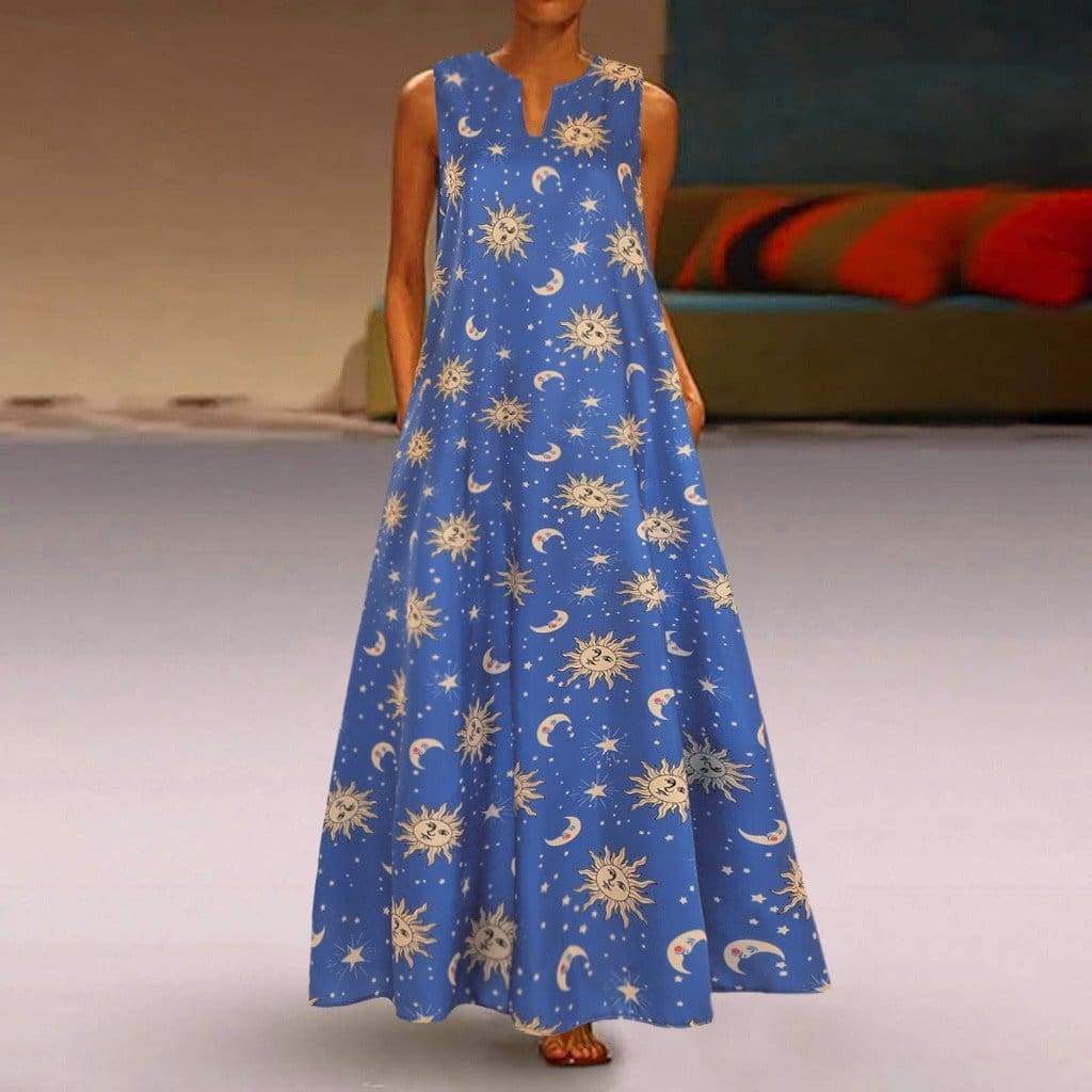 Printed Bohemian Ethnic Beach Maxi Dress