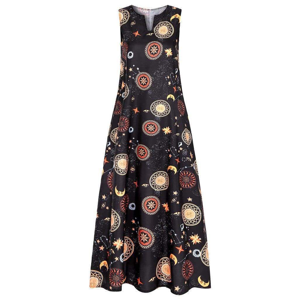 Printed Bohemian Ethnic Beach Maxi Dress