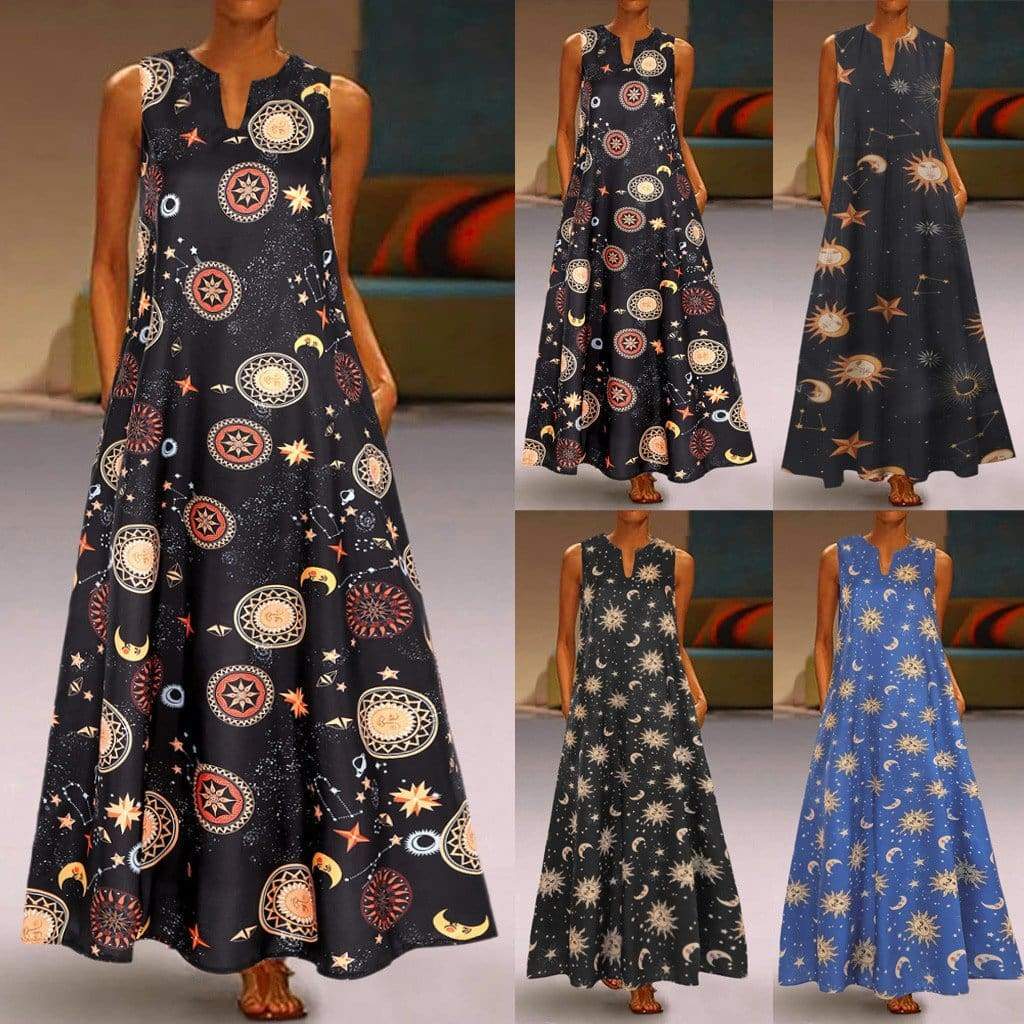 Printed Bohemian Ethnic Beach Maxi Dress