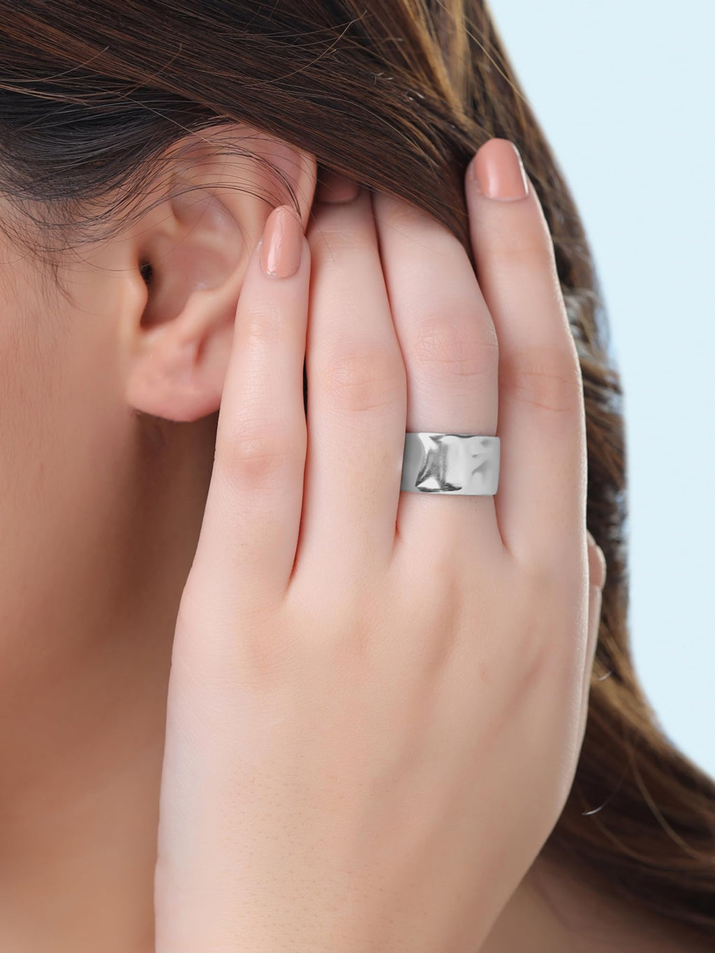 Rhodium Plated Adjustable Fashion Band Ring