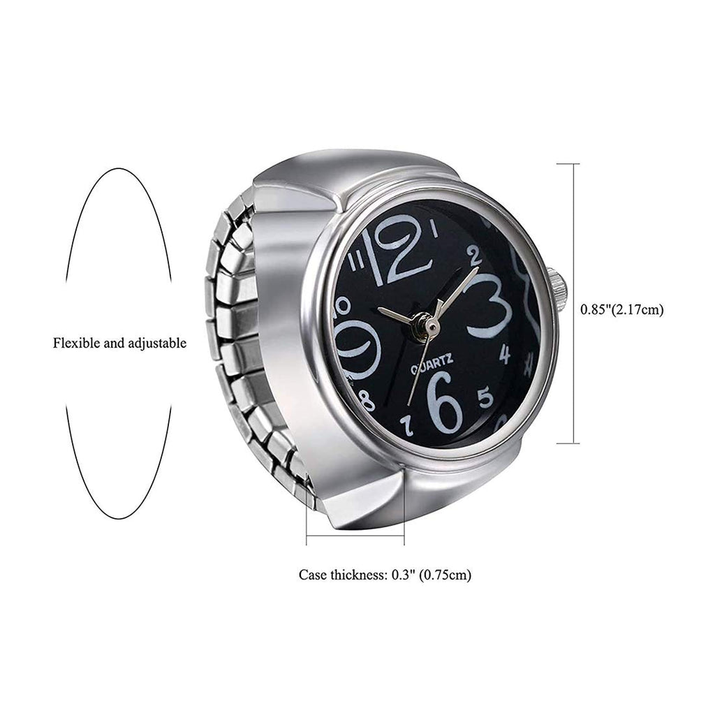 Black Dial Stainless Steel Watch Ring