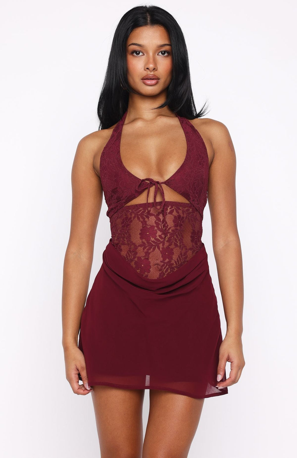 Burgundy Diamond Sparkle Glam Mini Dress