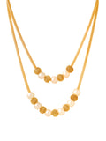 Gold Pearl Beads Layered Necklace