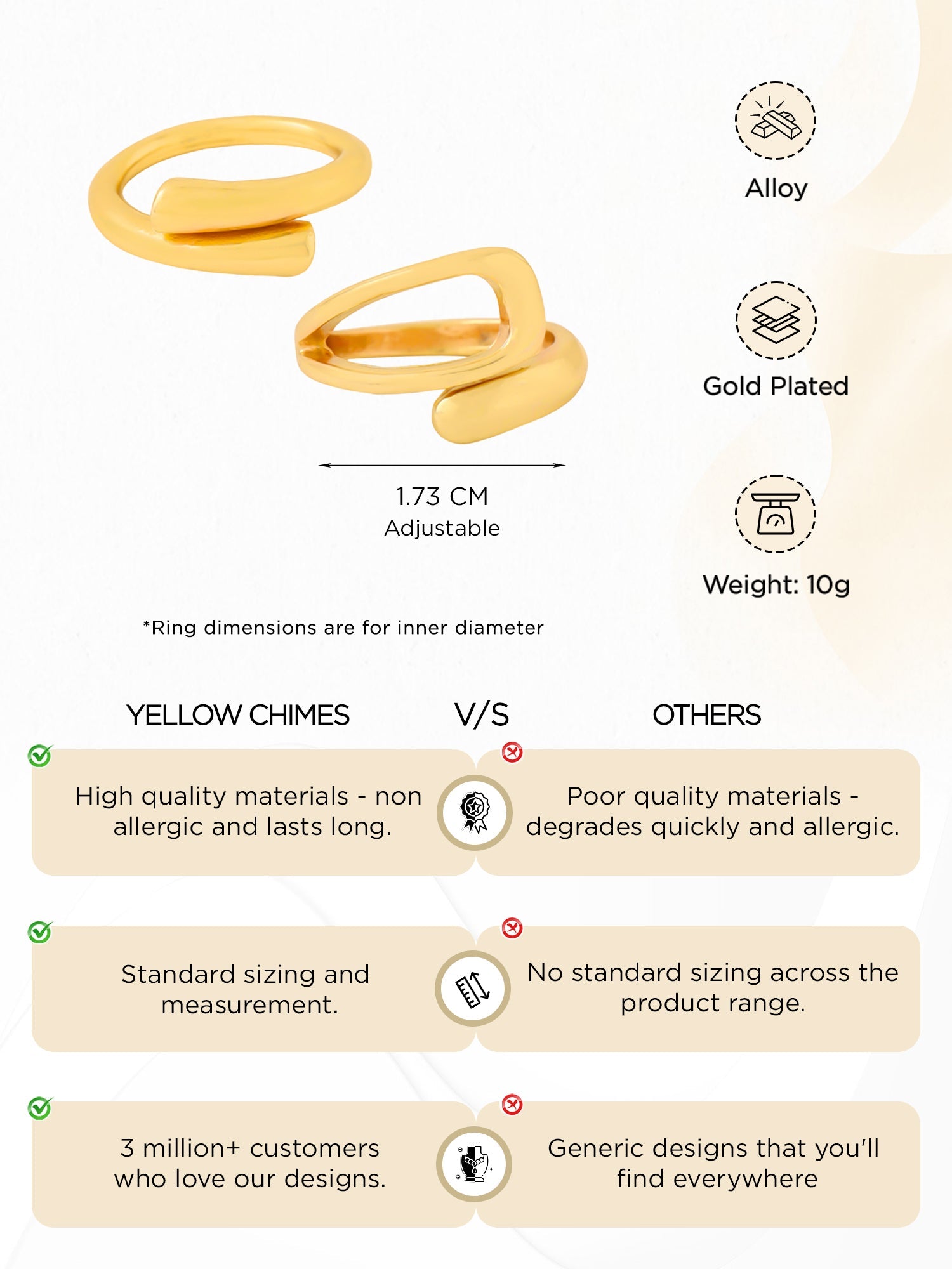 Gold Plated Two Piece Floral Adjustable Ring